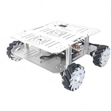 Two-Tier Large Smart Car Chassis w/ 127mm Metal Mecanum Wheels Swing Suspension & 10KG Load Capacity
