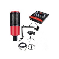 ICON UPOD PRO USB Sound Card + PC-K320 Condenser Microphone + Mic Boom Arm + Tripod Stand + Cables