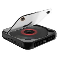 KC-918 Black Bluetooth CD Player Mini Disc Player for CD/CD-R/CD-RW/MP3 Bluetooth & Wired Modes
