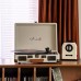Aunets Au-01 Cream All-in-one Bluetooth Turntable Vinyl Record Player w/ Speakers for 7" 10" and 12"