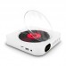 White KC-909 10W Wall-Mounted CD Player Bluetooth CD Player with Speakers Screen Dust Cover & Stand