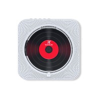 White KC-909 10W Wall-Mounted CD Player Bluetooth CD Player with Speakers Screen Dust Cover & Stand