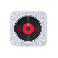 White KC-909 10W Wall-Mounted CD Player Bluetooth CD Player with Speakers Screen Dust Cover & Stand