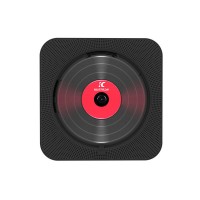 Black KC-909 10W Wall-Mounted CD Player Bluetooth CD Player with Speakers Screen Dust Cover & Stand