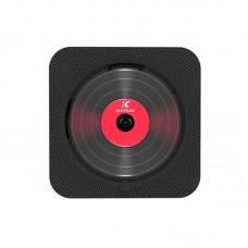 Black KC-909 10W Wall-Mounted CD Player Bluetooth CD Player with Speakers Screen Dust Cover & Stand
