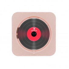 Coral Pink KC-909 10W Wall-Mounted CD Player Bluetooth CD Player with Speakers Screen Cover & Stand