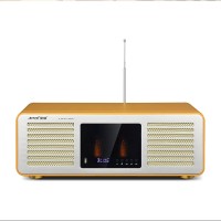 Amoi D-200 Dual Electronic Tubes Leather HiFi Speaker Retro Desktop Bluetooth5.0 Audio Speaker Built-in FM Receiving Module