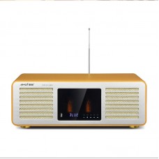 Amoi D-200 Dual Electronic Tubes Leather HiFi Speaker Retro Desktop Bluetooth5.0 Audio Speaker Built-in FM Receiving Module