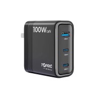 TOPRIG PD100W 3-Port Fast Charger GaN Charger with Foldable Prongs for Phones Laptops and Tablets
