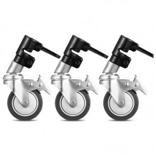 3PCS (Black) Magic Leg Swivel Casters with Brake and 25mm Stainless Steel Sleeve for C-Frame Stands