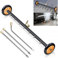 24" 4000PSI 2-In-1 Pressure Washer Undercarriage Cleaner & Water Broom – 7 Nozzles, Orange Wheels