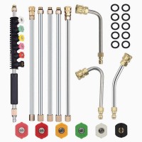 97.5-Inch Pressure Washer Gun Extension Wand and 6 Nozzle Tips Set Suitable for Car & AC Cleaning
