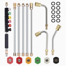 97.5-Inch Pressure Washer Gun Extension Wand and 6 Nozzle Tips Set Suitable for Car & AC Cleaning