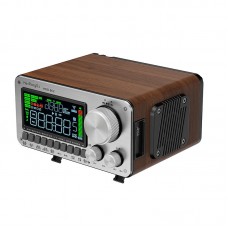 HRD-802 Retro Smart Wooden Full Band Radio Receiver Dual Speaker FM/MW/SW/VHF/UHF/AIR/WB RX Bluetooth5.2