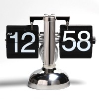 Black Stainless Steel 12-Hour Creative Mechanical Automatic Flip Clock Sports Scoreboard Display