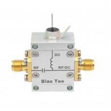 100kHz-1.0GHz 2A High Current Bias Tee 50ohms 50V RF DC Block with Gold-plated RF-SMA Female to RF/DC-SMA Female Connector