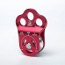 Three-hole Connection Fixing Aviation Aluminum Outdoor Climbing Pulley 30KN Built-in Double Ball Bearing