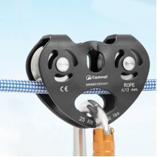 Black Dual-axis Twin Pulley 25KN Heart-shaped Climbing Pulley for Outdoor Mountaineering/Lifting