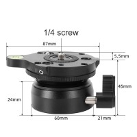DSLR Camera Panoramic Head ±15° Hemispherical Ball Head Leveling Base DY60N-B/S with 1/4-Inch Screw