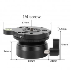DSLR Camera Panoramic Head ±15° Hemispherical Ball Head Leveling Base DY60N-B/S with 1/4-Inch Screw