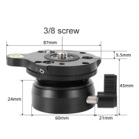 DSLR Camera Panoramic Head ±15° Hemispherical Ball Head Leveling Base DY60N-A/S with 3/8-Inch Screw