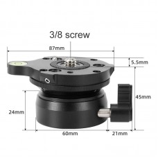 DSLR Camera Panoramic Head ±15° Hemispherical Ball Head Leveling Base DY60N-A/S with 3/8-Inch Screw