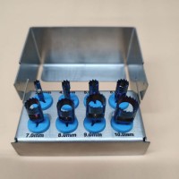 Set of 8PCS Blue Dental Trephine Drills Trephine Burs with Stainless Steel Sterilization Box