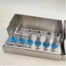 6PCS Extended Trephine Drills Dental Trephine Burs (3mm–8mm Optional) with Sterilization Box