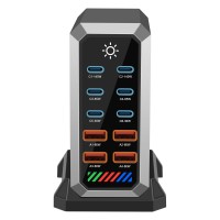 HW186 660W 10-IN-1 USB Charger Station Gallium Nitride Fast Charging Station Built-in Multi-protection System