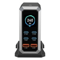 240W 6-IN-1 USB Charger Station Gallium Nitride Fast Charging Station Built-in Multi-protection System