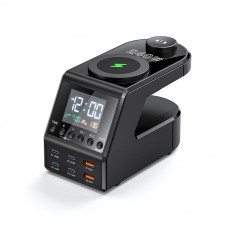 240W High Power Multifunctional Alarm Clock USB Type-C Wireless Charger QC3.0/PD3.0/PD3.1 Charging Station