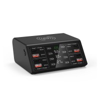 100W 8-Port USB Charging Station 4-Channel PD27W + 4-Channel QC18W Fast Charging + 15W Wireless Charger