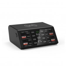 100W 8-Port USB Charging Station 4-Channel PD27W + 4-Channel QC18W Fast Charging + 15W Wireless Charger