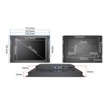 G1009 10-inch Embedded HD Industrial Monitor 1024x768 Hook Mount TFT Display with BNC/VGA/AV/HDMI-compatible Ports