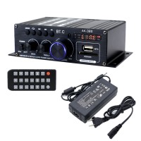 AK380 Mini HiFi Power Amplifier 40Wx2 Home/Vehicle Multifunctional Bluetooth Audio Amplifier with 12V/5A Power Adapter