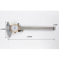 KC125-300 300mm Dial Caliper Gold-Edged Shockproof Vernier Caliper Carbon Steel Measuring Tool