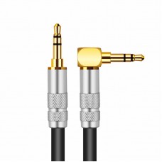 L-4E6S 1m/3.3ft 3.5mm AUX Cable (Male to Male, Straight to Right-Angle Connectors) for Car, Canare