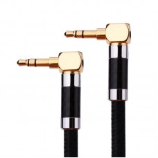 1m/3.3ft 3.5mm AUX Cable (Male to Male, Silver-Plated Copper Core, 2 Right-Angle Connectors) for Car