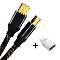 1m/3.3ft USB Audio Cable with Imported Cable Base (USB A to USB B) + Type-C to USB Female Adapter
