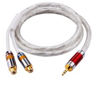 1m/3.3ft Silver-Plated 3.5mm to 2 RCA Female Splitter Cable 3.5mm to Dual RCA Female Extension Cable