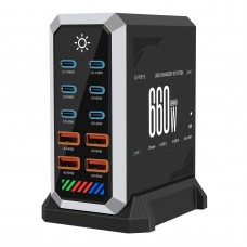 660W GaN Charger 10-Port USB Fast Charger for Smartphone/Laptop/AirPods/NS/Watch/Camera/Headset
