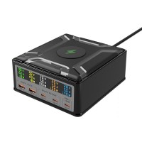 260W GaN Charger 6-in-1 USB Fast Charger Wireless Charger for Phone Supports QC 3.0 and PD3.1