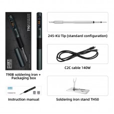 T90B (T245 Tip) Portable Intelligent Soldering Iron IPS LCD Screen 18-140W Constant Temperature Soldering Pen