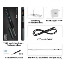 T90B (T245 Tip) Portable Intelligent Soldering Iron IPS LCD Screen 18-140W Soldering Pen with PD 140W Adapter