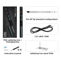 T90C (T65 Tip) Portable Intelligent Soldering Iron IPS LCD Screen 18-130W Constant Temperature Soldering Pen