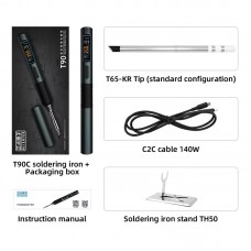 T90C (T65 Tip) Portable Intelligent Soldering Iron IPS LCD Screen 18-130W Constant Temperature Soldering Pen
