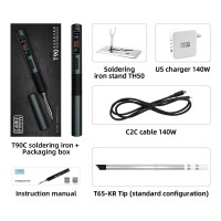 T90C (T65 Tip) Portable Intelligent Soldering Iron IPS LCD Screen 18-130W Soldering Pen with PD 140W Adapter