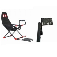 HappyGame Foldable Racing Simulator Cockpit 150KG Load w/ Large Bracket for Manual Shifter & Handbrake