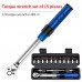 15PCS 1/4" 2-24N.m Bicycle Preset Torque Wrench Set Mini Adjustable Ratchet Torque Wrench Set