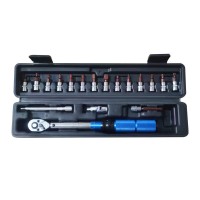 18PCS 1/4" 2-24N.m Adjustable Preset Torque Wrench Set Ratchet Torque Wrench Set for Road Bikes